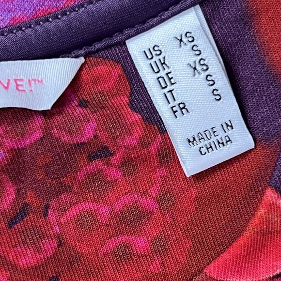 ISAAC MIZRAHI LIVE Red Purple Floral Ruffle Long Sleeve Top - Picture 9 of 10